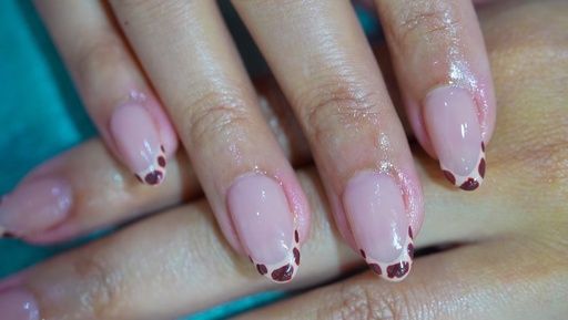Pedicure and manicure with acrylic or builder gel, normal color dye for hands 